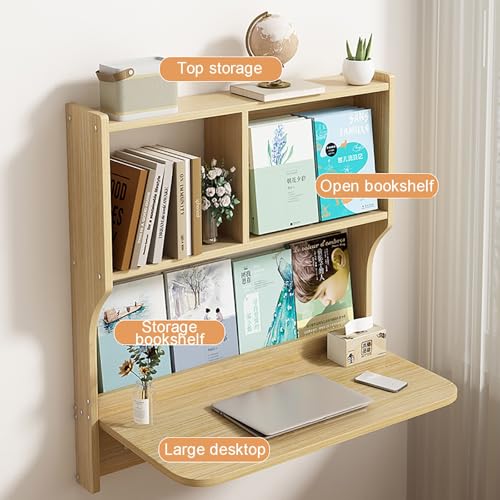 Brown Wall Mounted Drop-Leaf Table with Storage Shelves R160621