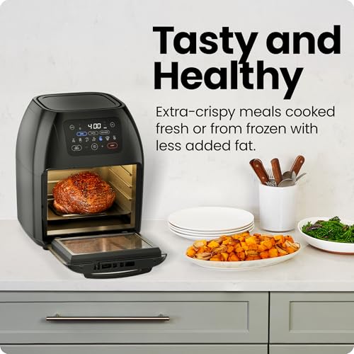 Black 10L Digital Air Fryer with Rotisserie Y593