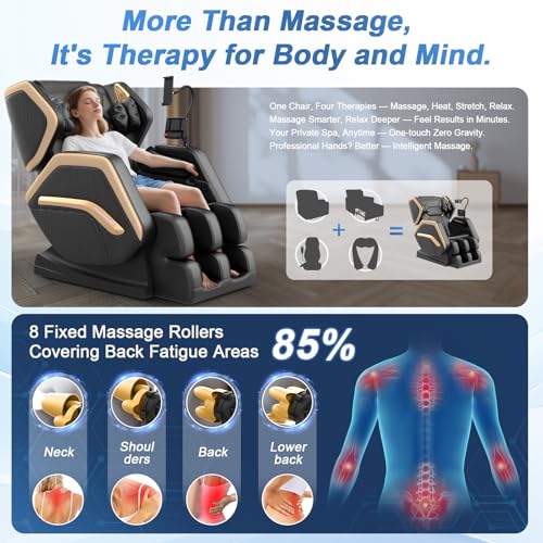 Zero Gravity Massage Chair with 10 Fixed Rollers, Heating, Bluetooth Speaker X189862