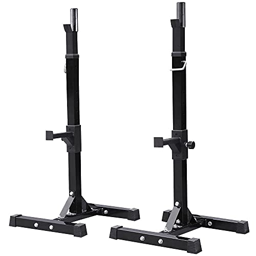 Pair of Adjustable Solid Steel Squat Rack Stands E66376