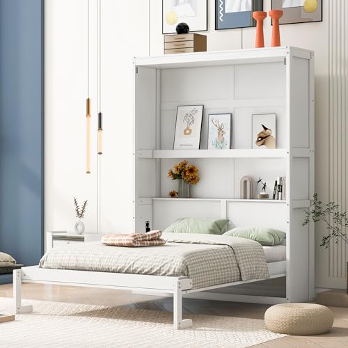 White Queen Murphy Wall Bed with Cushion J340
