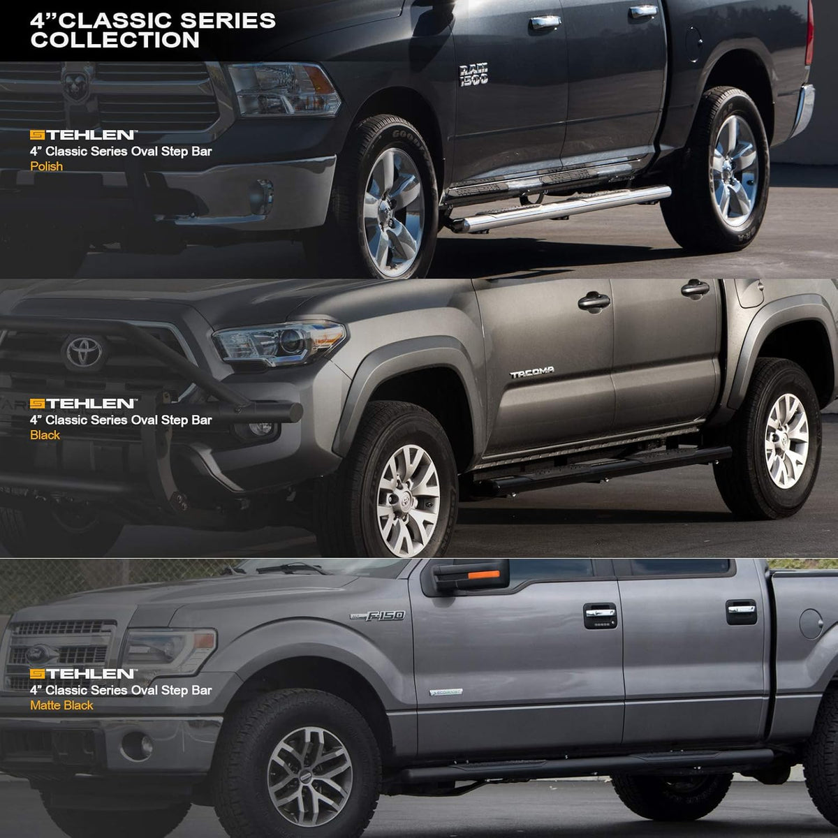 Stainless Steel 4 Oval Side Step Nerf Bars K712