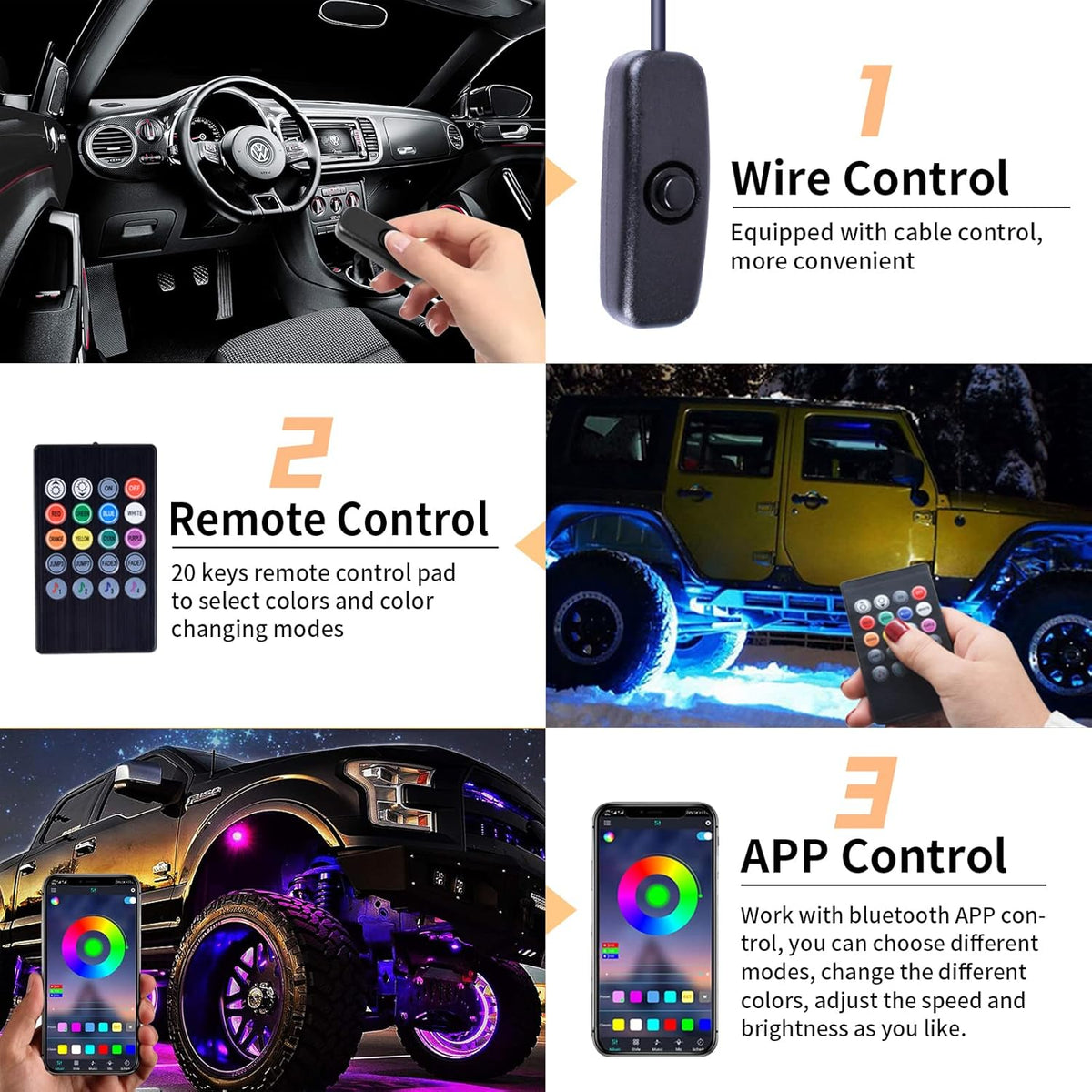 RGB LED Rock Lights 10 Pods W9689