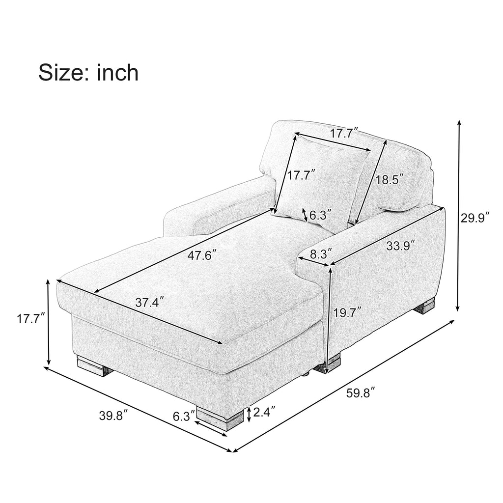 Gray Velvet Oversized Chaise Lounger Sleeper Sofa R758
