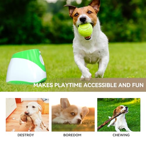 Automatic Dog Ball Thrower Launcher with 12 PCS Tennis Balls, Green M282930