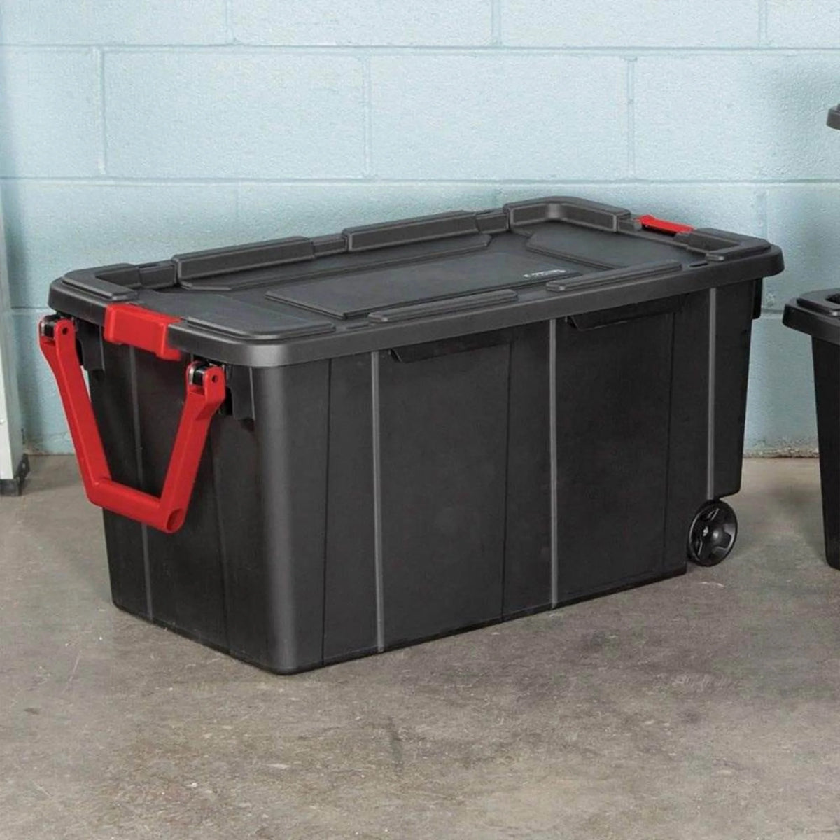 Black 8 Pack 40 Gallon Wheeled Storage Tote D2809