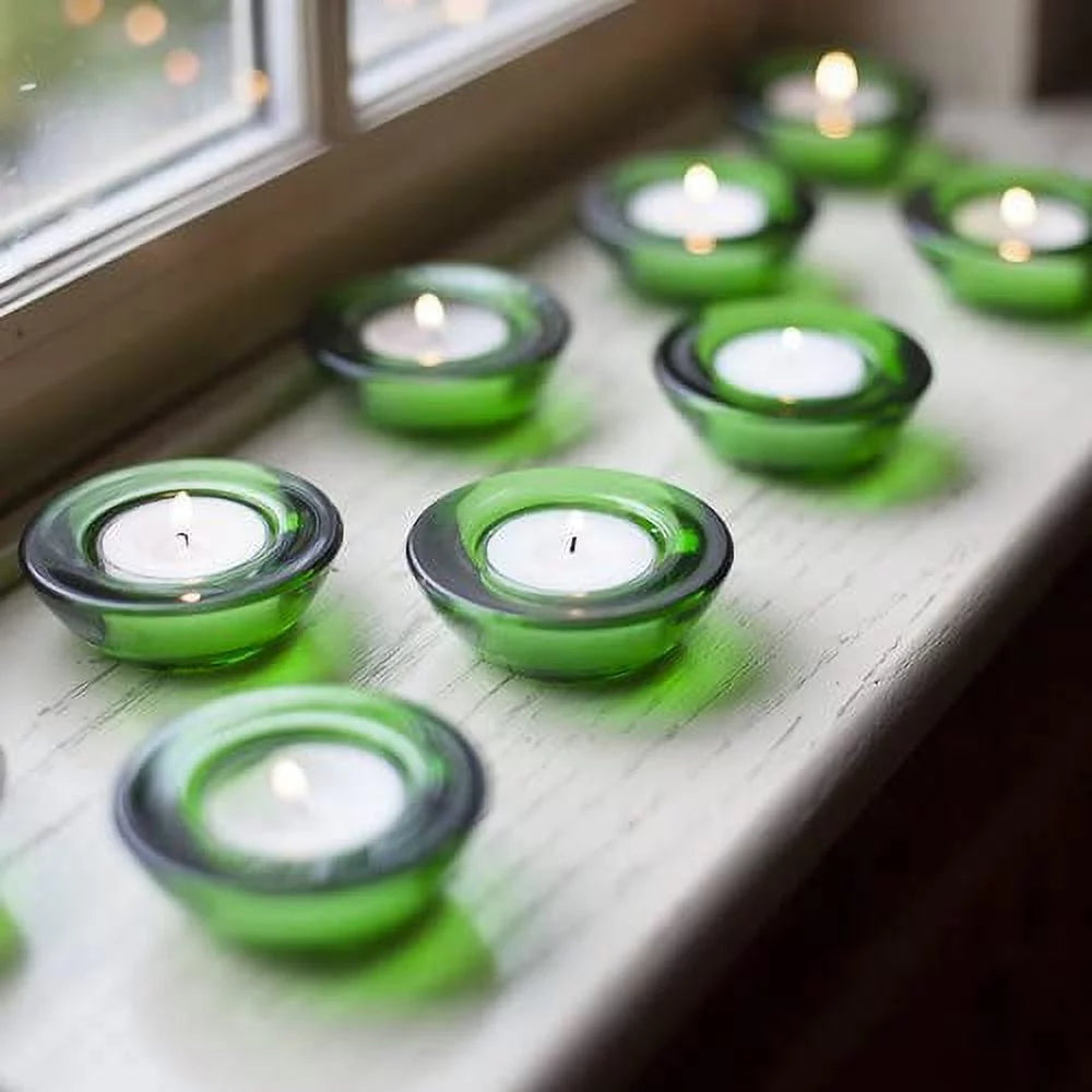 Chunky Tealight Candle Holder Green Set of 12 X392081