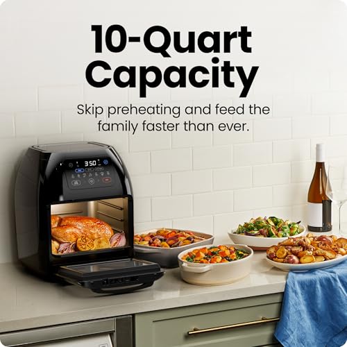 Black 10L Digital Air Fryer with Rotisserie Y593