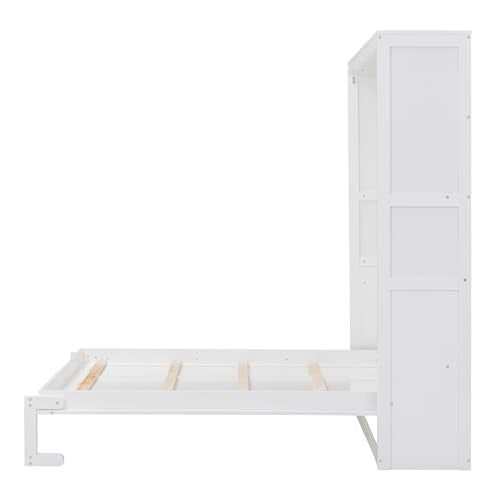 White Queen Murphy Wall Bed with Cushion J340