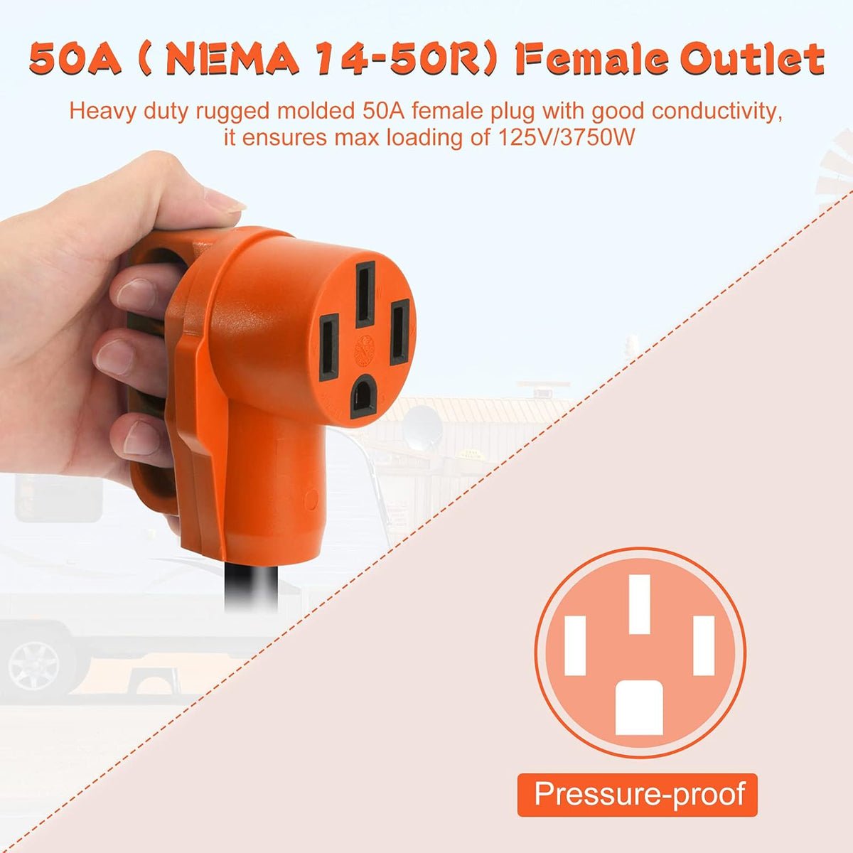 30 Amp Male to 50 Amp Female RV Adapter Cord 12inch N5665