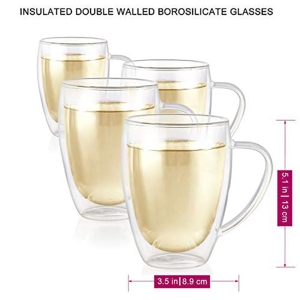 Set of 4 Double Wall Glass Tea Cups K862