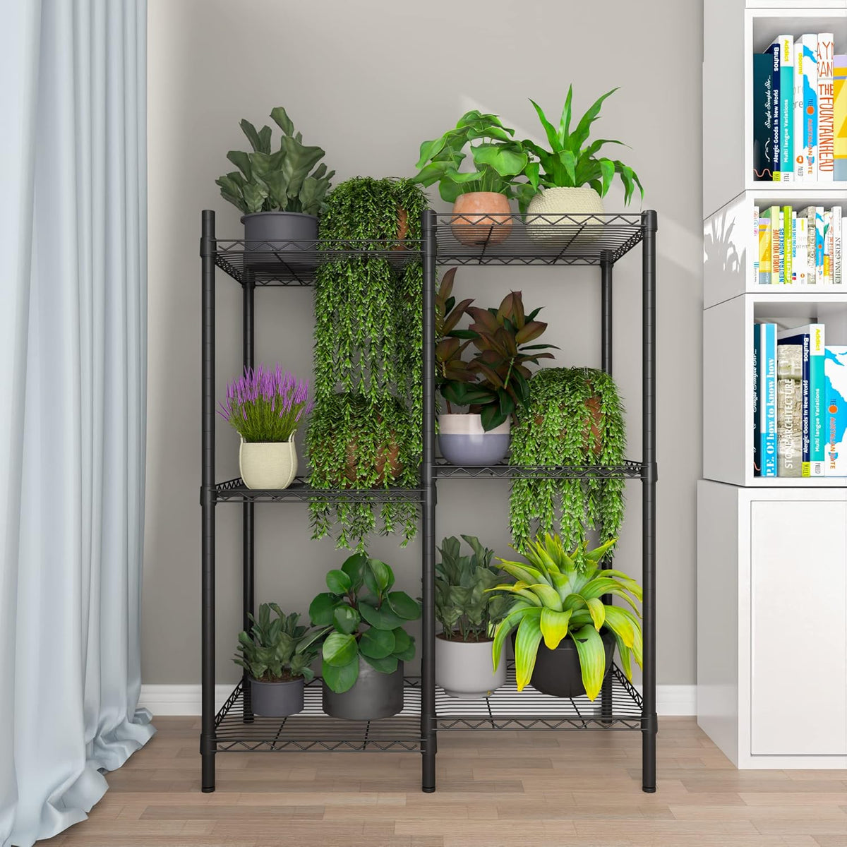 6-Tier Metal Plant Stand Black J32315