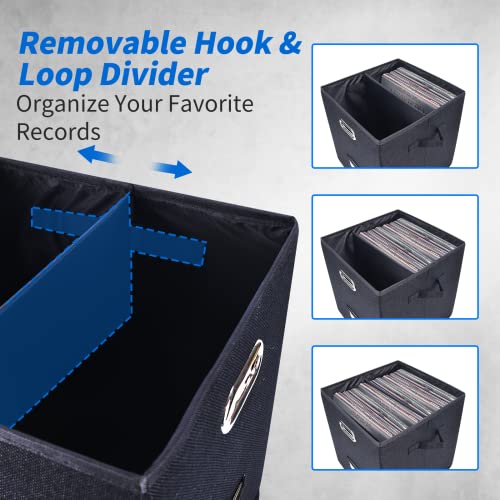 Vinyl Record Storage Box with Lid Black K289