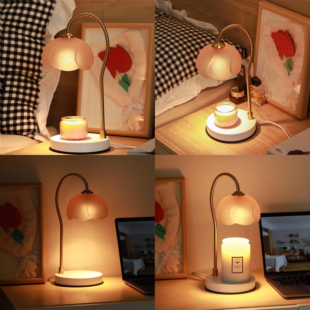 Candle Warmer Lamp with Timer & Dimmer, Electric for Large Jar Candles, 3 Wick Candle, with 2 Bulbs P110