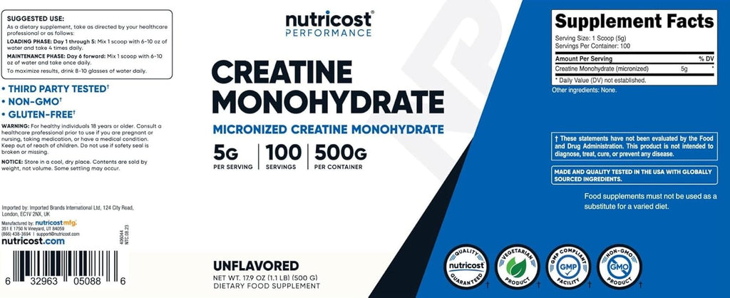 Vanilla Whey Protein Powder 1.78lbs and Creatine Monohydrate Powder 500G V975014