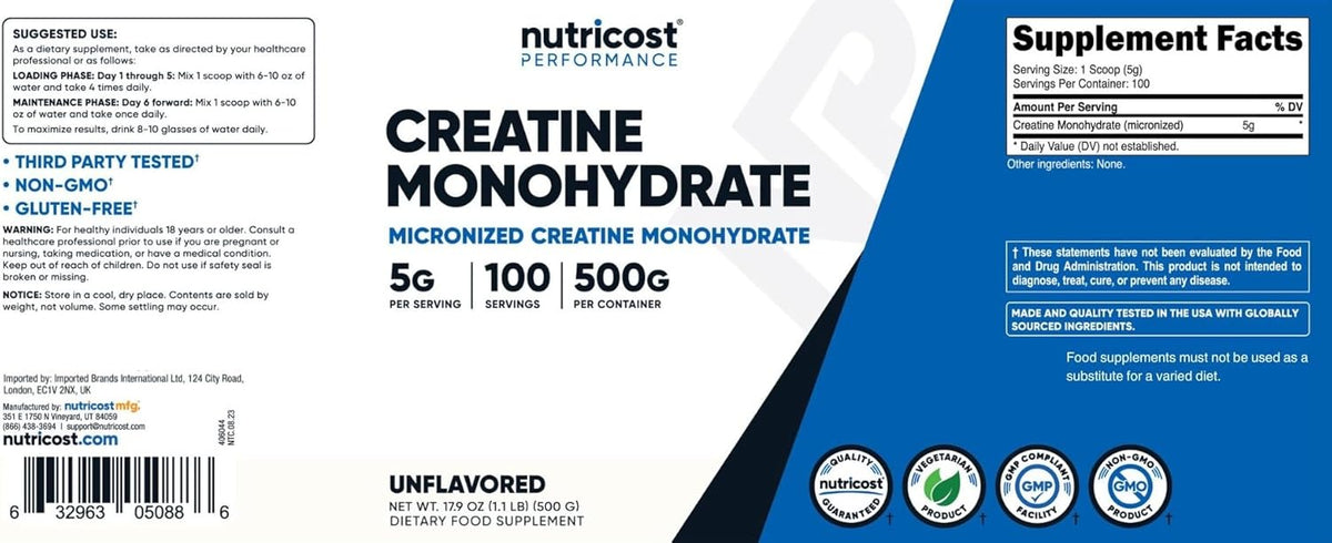 Vanilla Whey Protein Powder 1.78lbs and Creatine Monohydrate Powder 500G V975014