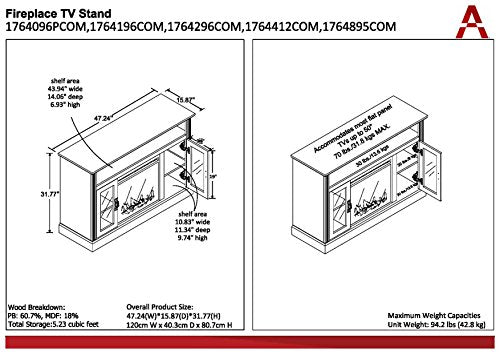 Dove Gray Fireplace TV Stand for TVs up to 50 Inch Z820