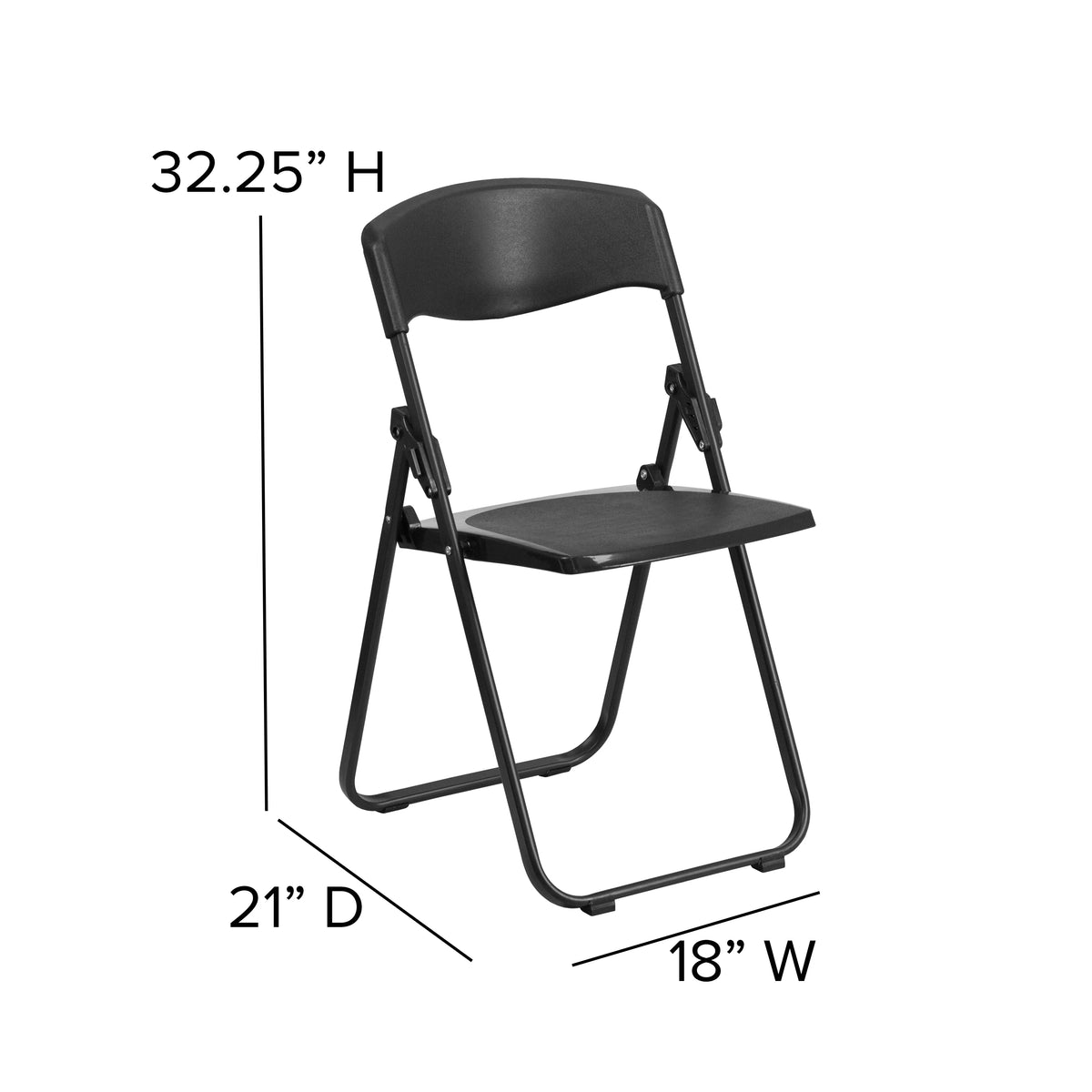 2 Pack Heavy Duty Black Plastic Folding Chair S624091