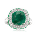 Emerald and White Topaz Ring in Sterling Silver G3555