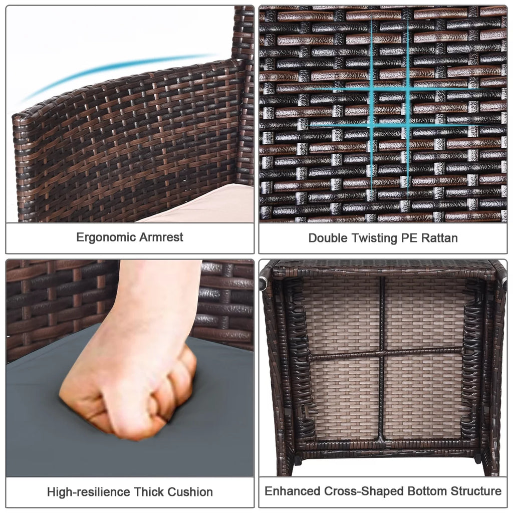 Outdoor Rattan Conversation Set 3 Pieces Q28404