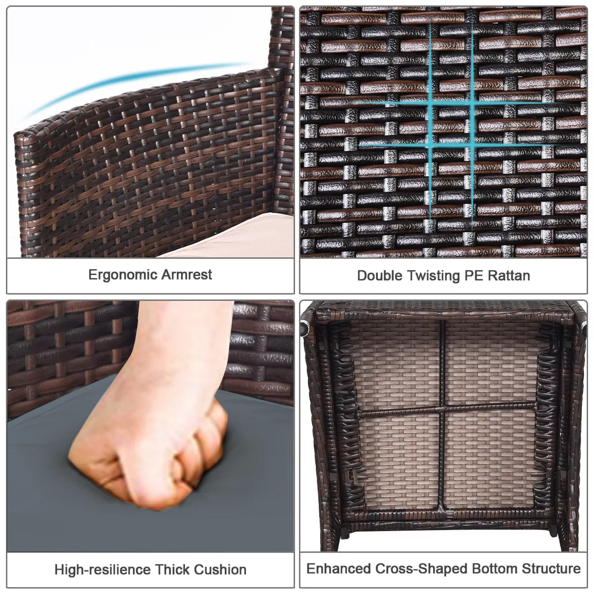 Outdoor Rattan Conversation Set 3 Pieces Q28404
