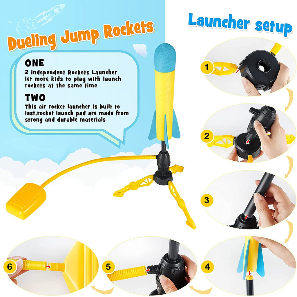 Terra Toy Rocket Launcher, 2 Launchers & 8 Foam Rockets, Outdoor Toy X75370