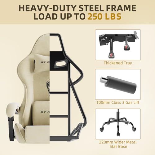 Green Velvet Ergonomic Gaming Chair with Footrest and Massage Lumbar Cushion P937