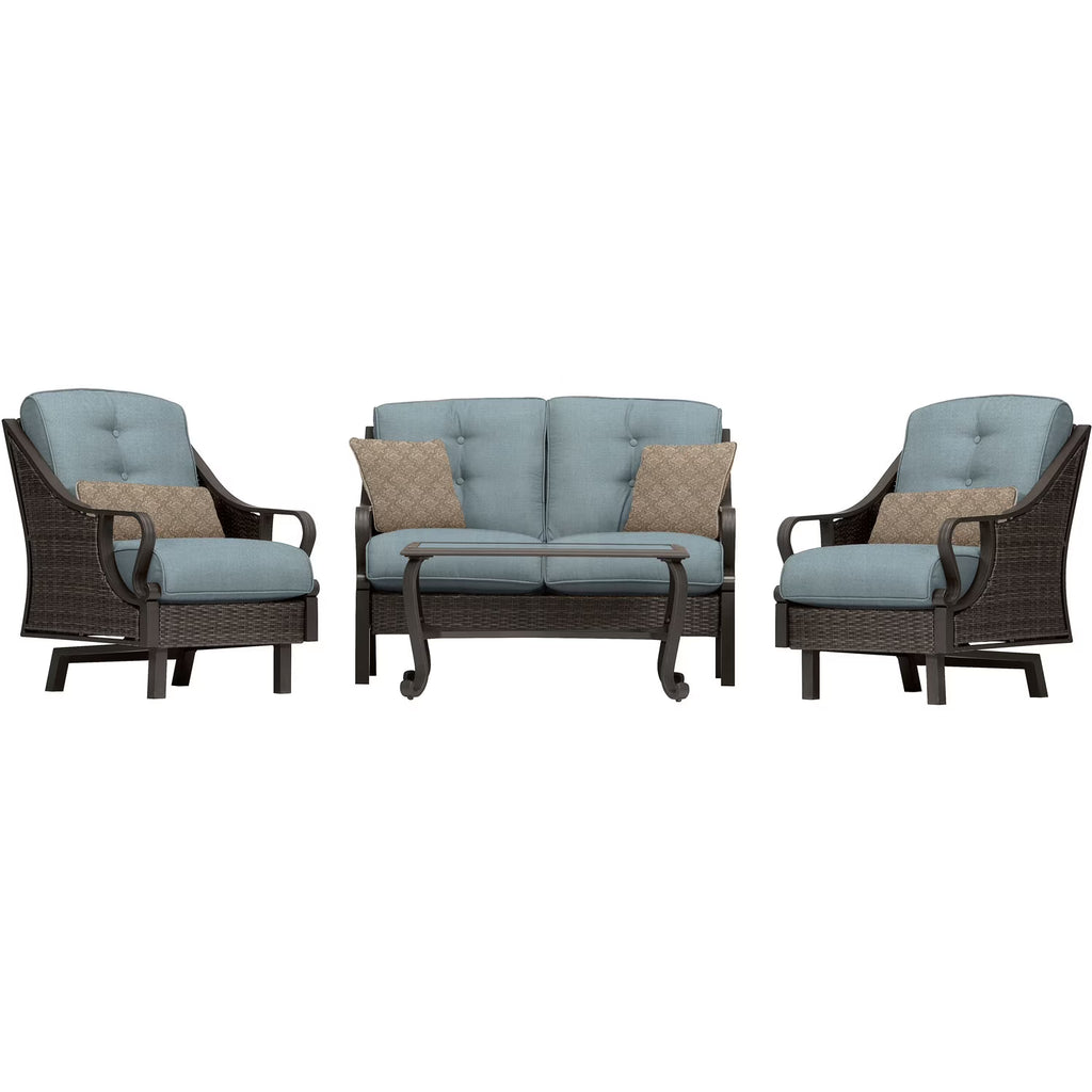 Ocean Blue Wicker and Steel Outdoor Conversation Set K585972