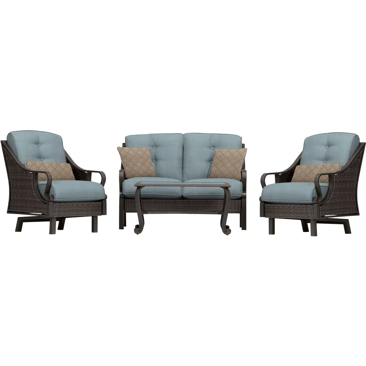 Ocean Blue Wicker and Steel Outdoor Conversation Set K585972