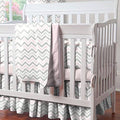 Pink and Gray Chevron Mini Crib Bumper Y8607
