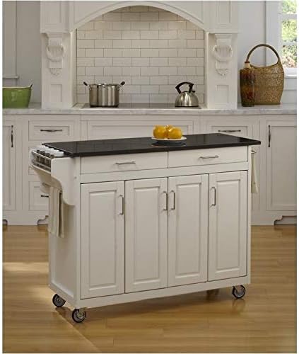 White Granite Top Kitchen Cart R73353