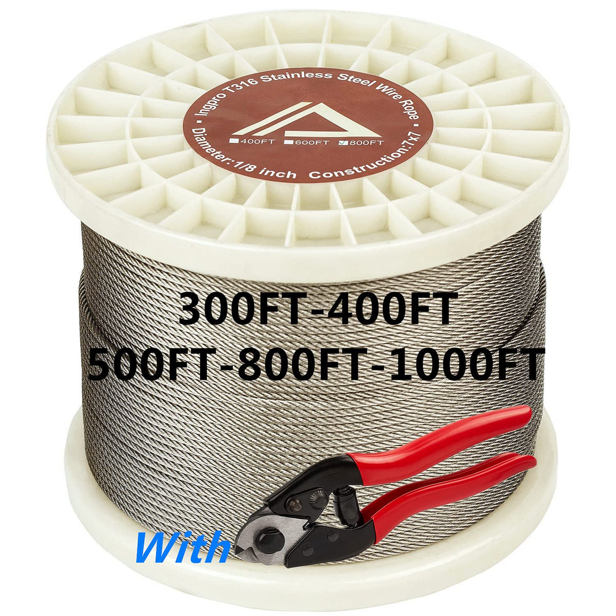 Stainless Steel Cable Wire Rope 7x7 400FT P939599