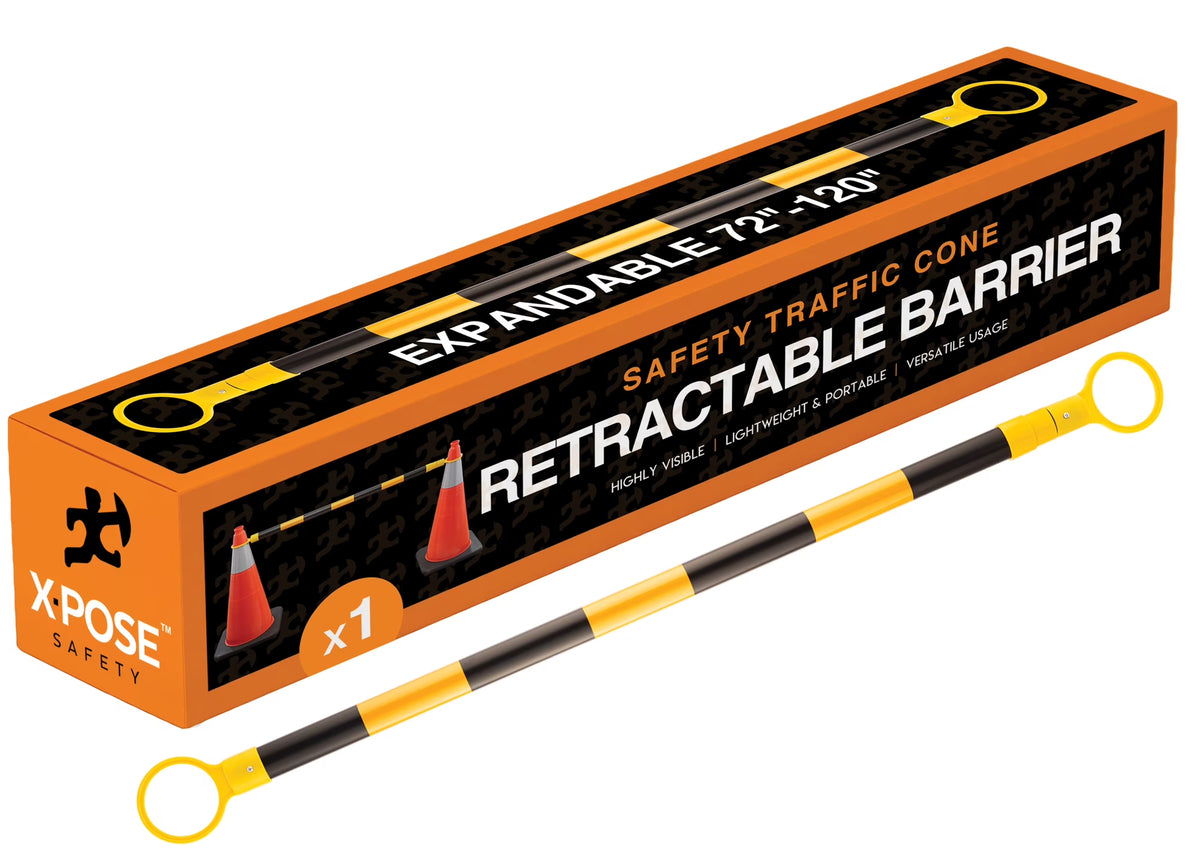 Yellow and Black Retractable Safety Barrier Barricade I3290
