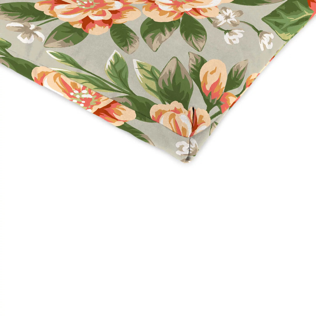 Grey Floral Rectangular Outdoor Chaise Lounge Cushion with Ties K580