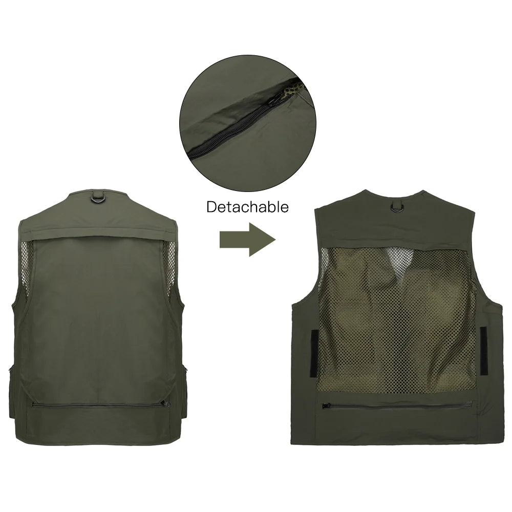 Fishing Photography Mesh Vest Multi Pockets Quick Dry T5038