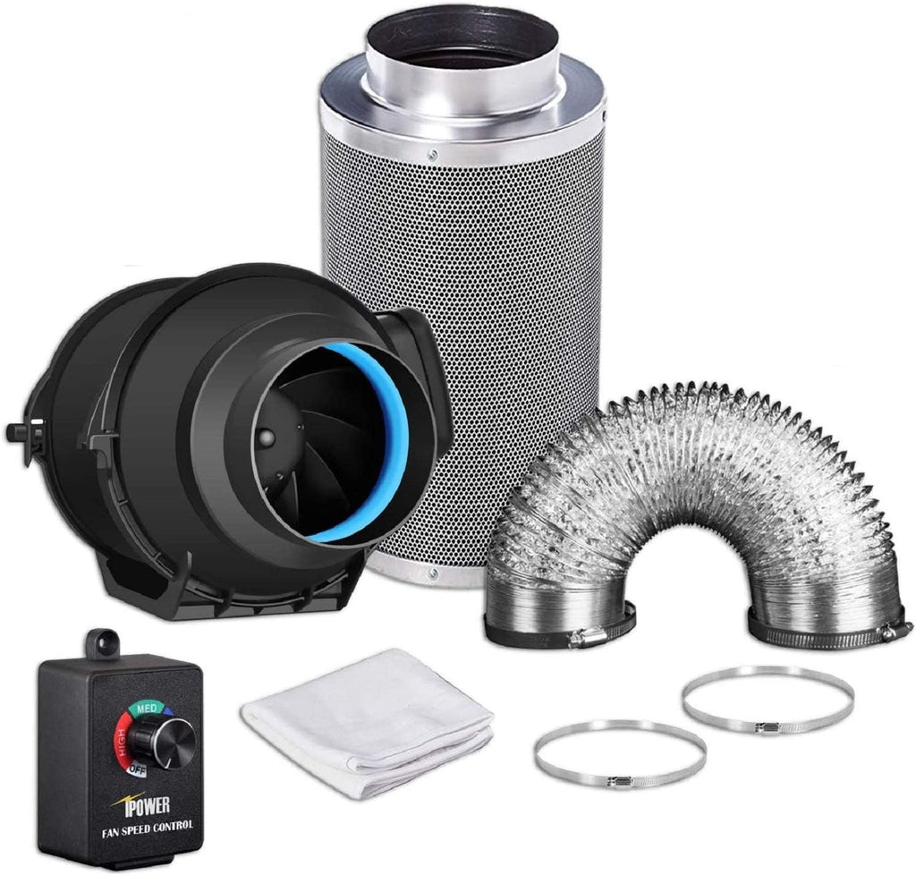 6 Inch 294 CFM Inline Fan with Variable Speed Controller Carbon Filter 25 Feet Ducting Combo O72179