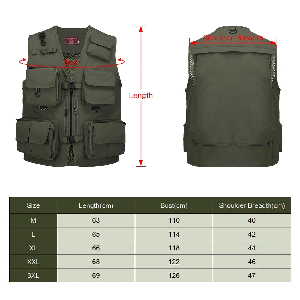 Fishing Photography Mesh Vest Multi Pockets Quick Dry T5038