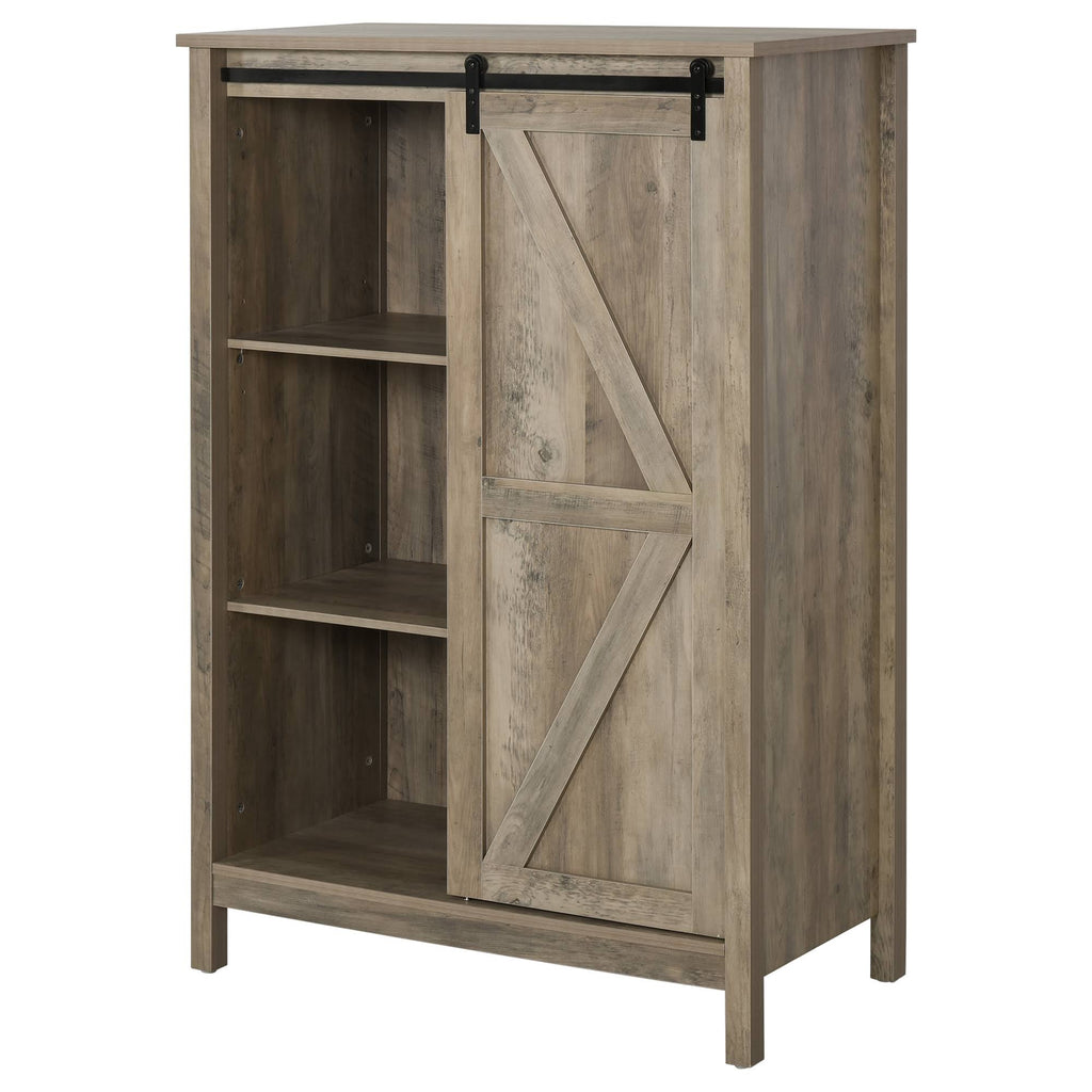 Rustic 3-Tier Storage Cabinet with Barn Door D147188