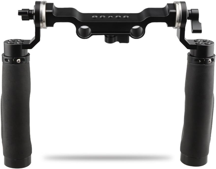 Leather Handle 15mm Rod Shoulder Mount Rig with Rosette Standard Accessory for DSLR (Black, M6 Thread, 31.8 mm) V5986