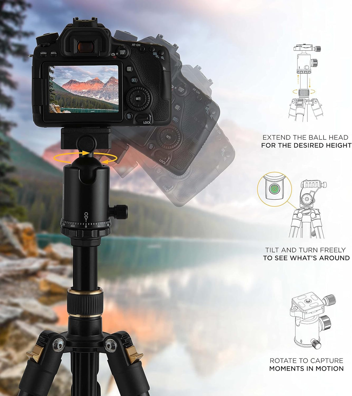 63” Tripod & Monopod with 360° Ball Head Aluminum Camera Stand N828267