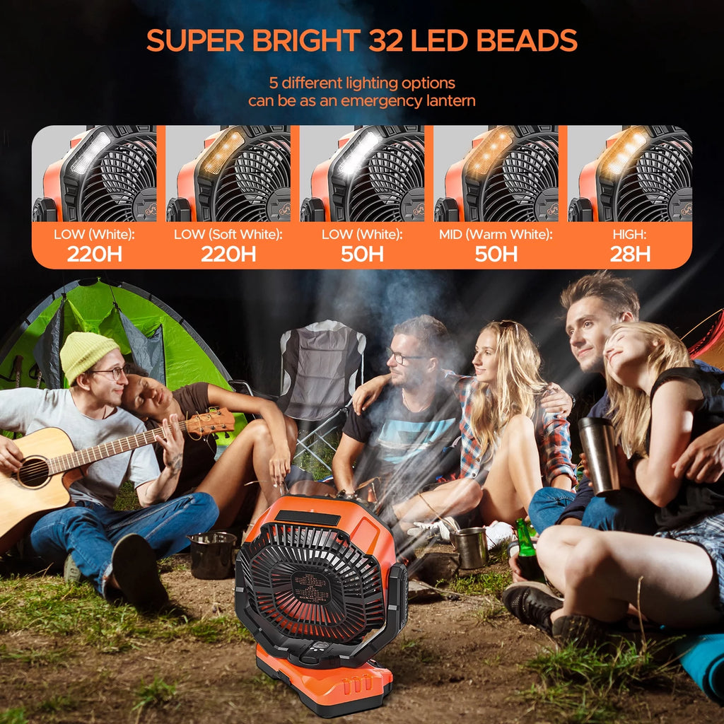 Portable Rechargeable Camping Fan with LED Light Y625183