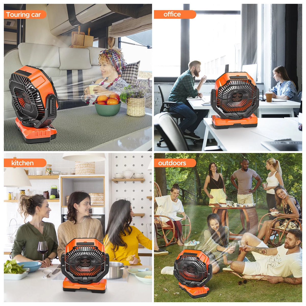 Portable Rechargeable Camping Fan with LED Light Y625183