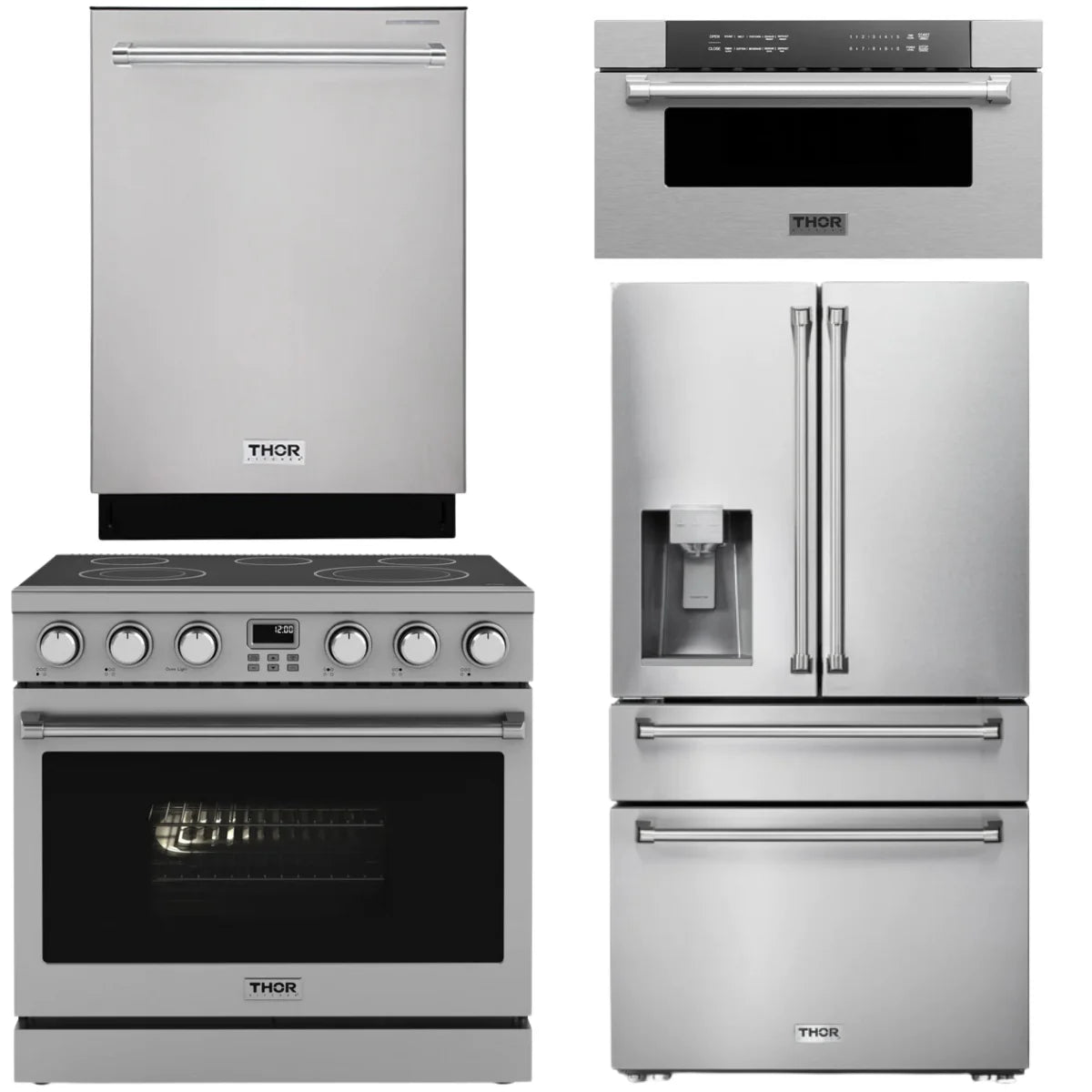 36 Electric Range, Refrigerator, Dishwasher and Microwave P6948