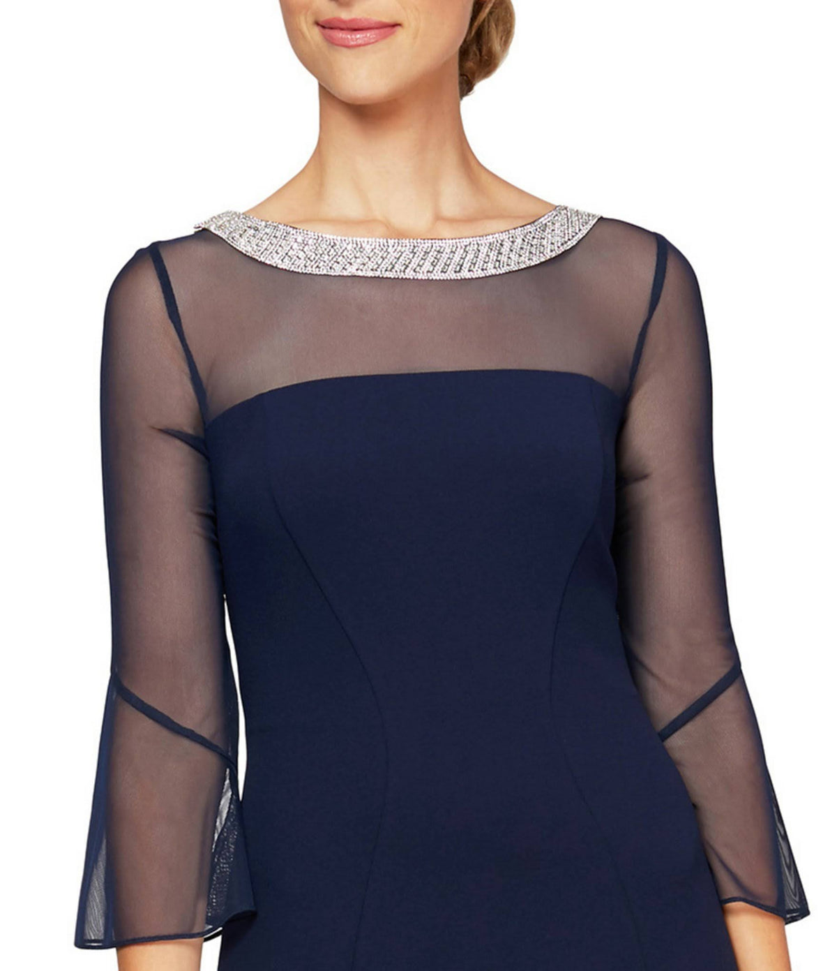 Petite Size Stretch Crepe Long Gown R613