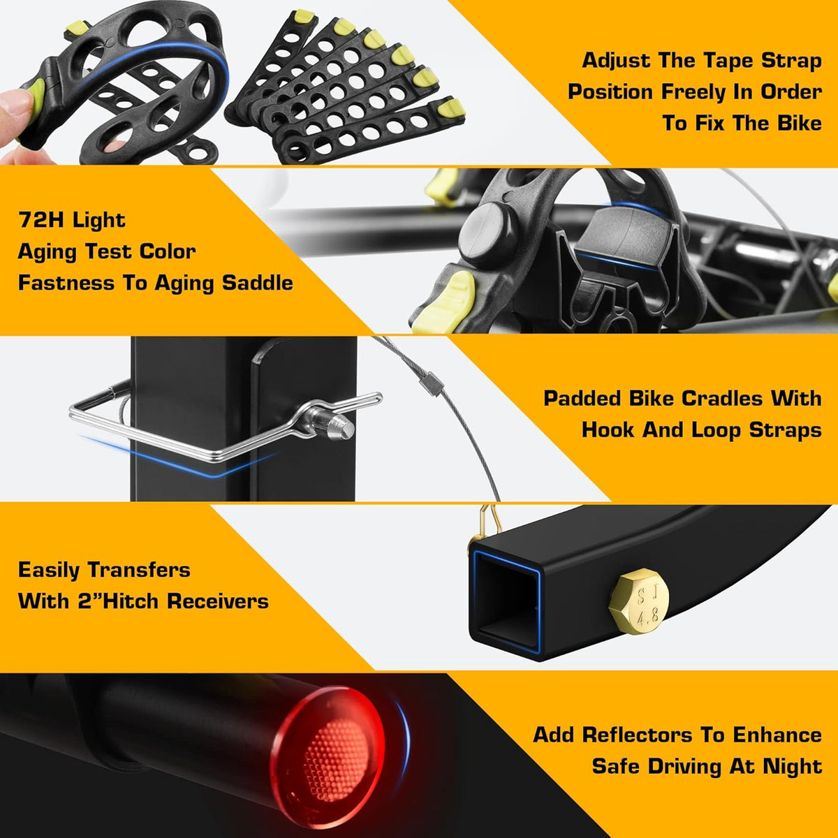 3 Bike Rack, Heavy Duty Rear Hitch Mount Bicycle Carrier with 2 Receiver R731