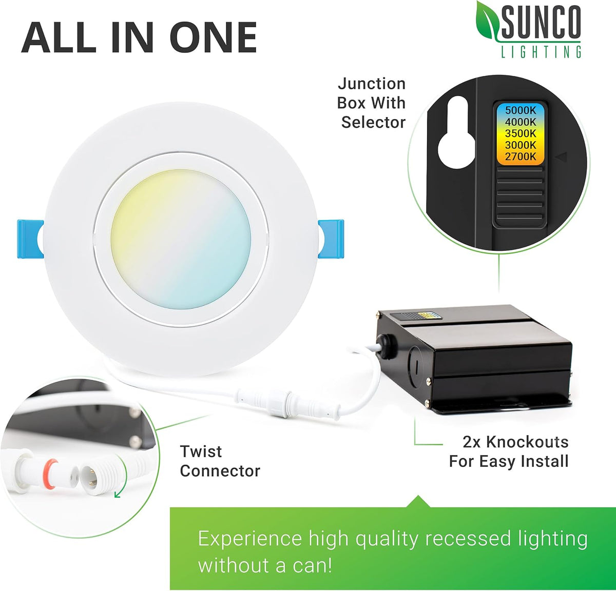 12W=75W 750 LM Adjustable CCT Dimmable IC Rated LED Recessed Light 6 Pack A307