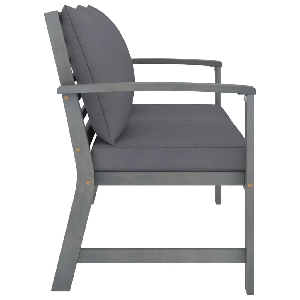 Dark Gray Cushion Solid Acacia Wood Patio Bench L932