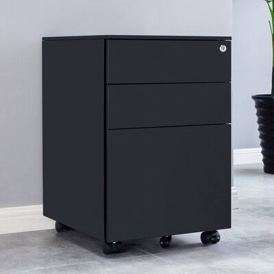 Black 3-Drawer Mobile Filing Cabinet G863