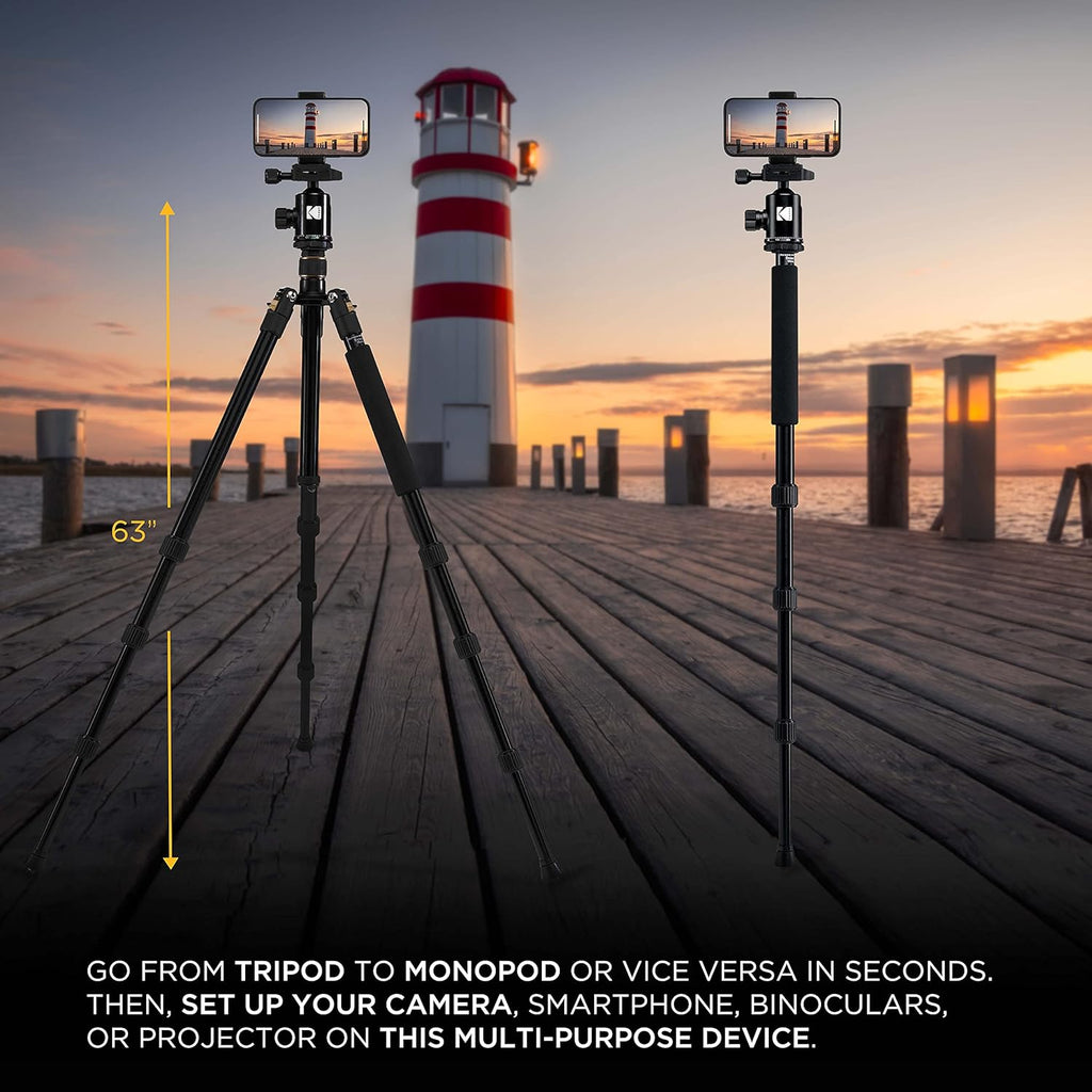 63” Tripod & Monopod with 360° Ball Head Aluminum Camera Stand N828267