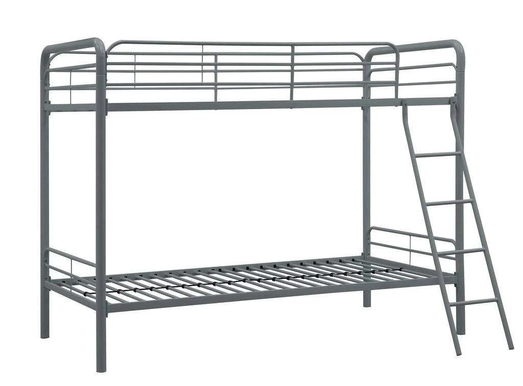 Twin over Twin Metal Bunk Bed with Ladder X8345